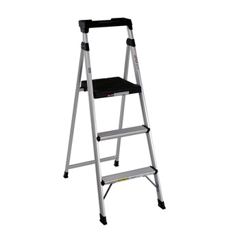 Hailo L40 EasyClix 4-Step Aluminium Safety Ladder, Grey - Supports 150 Kg, Max Working Height 2.59 M