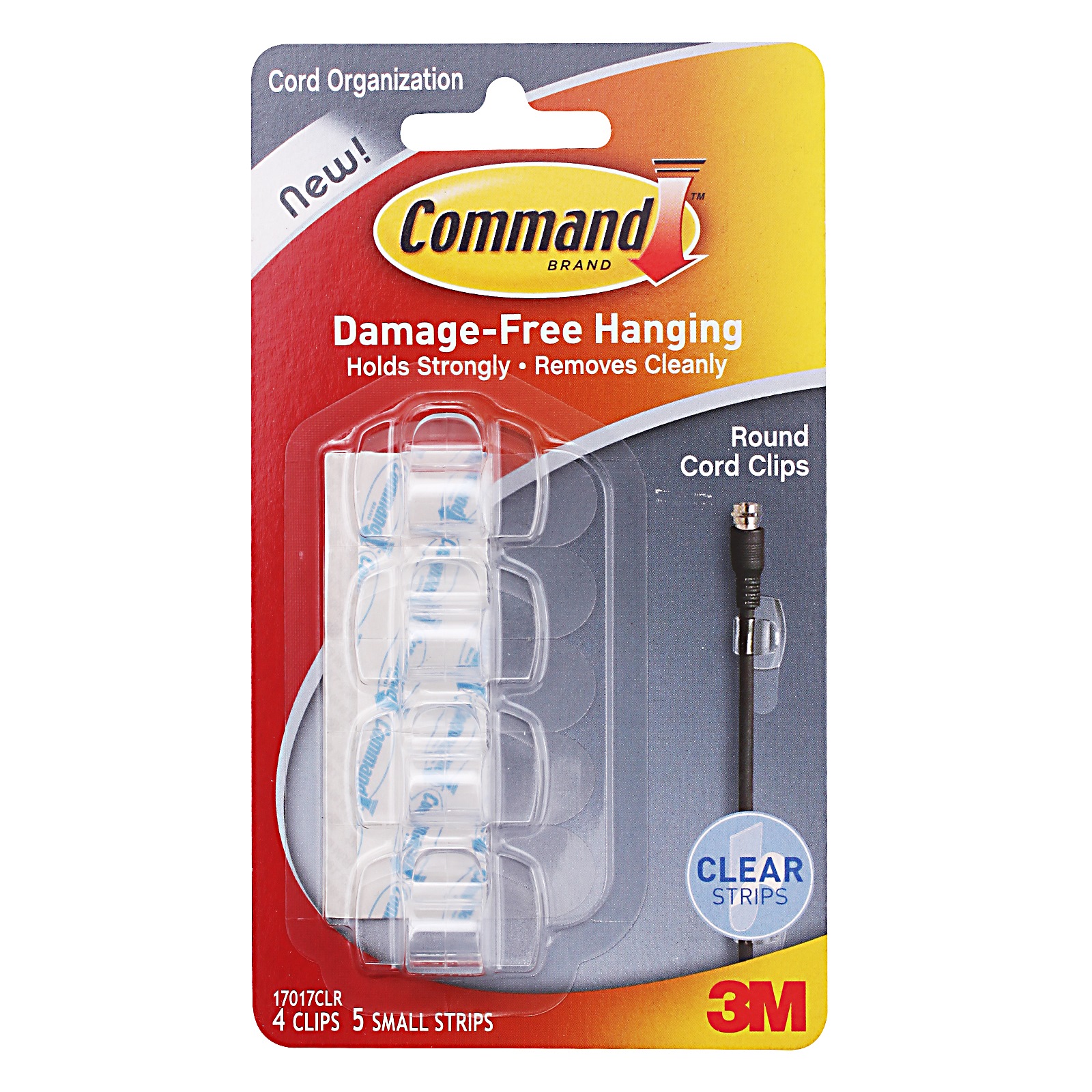 3M COMMAND CLEAR ROUND CORD CLIPS WITH STRIP 17017CLR | Cable ...