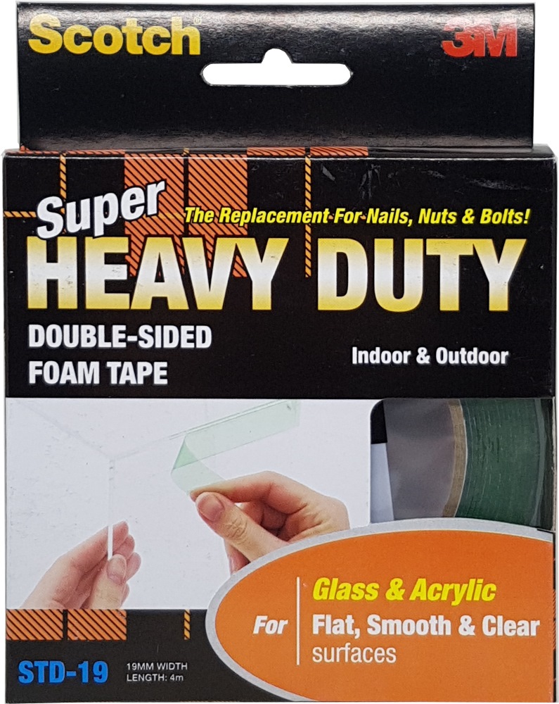 3M SCOTCH HEAVY DUTY DOUBLE SIDED FOAM TAPE KHR-19 (HEAT RESISTANT)  19MMX1.5M, Adhesive & Industrial Tapes