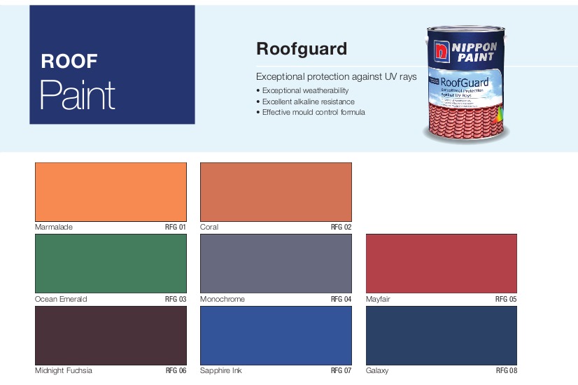 Nippon Paint Roof Guard Colour Chart