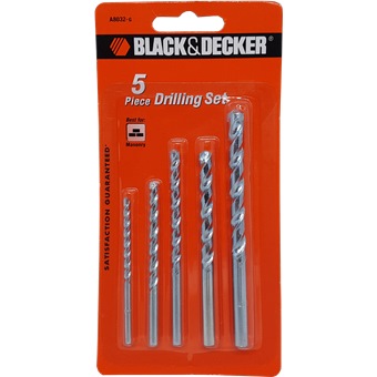 BLACK AND DECKER 5PC HSS DRILL BIT SET [4,5,6,8,10MM] A8030G, Drilling &  Fastening Acc