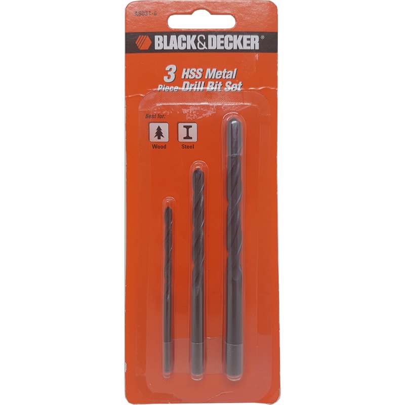 BLACK AND DECKER 5PC MASONRY DRILL BIT SET [4,5,6,8,10MM] A8032G