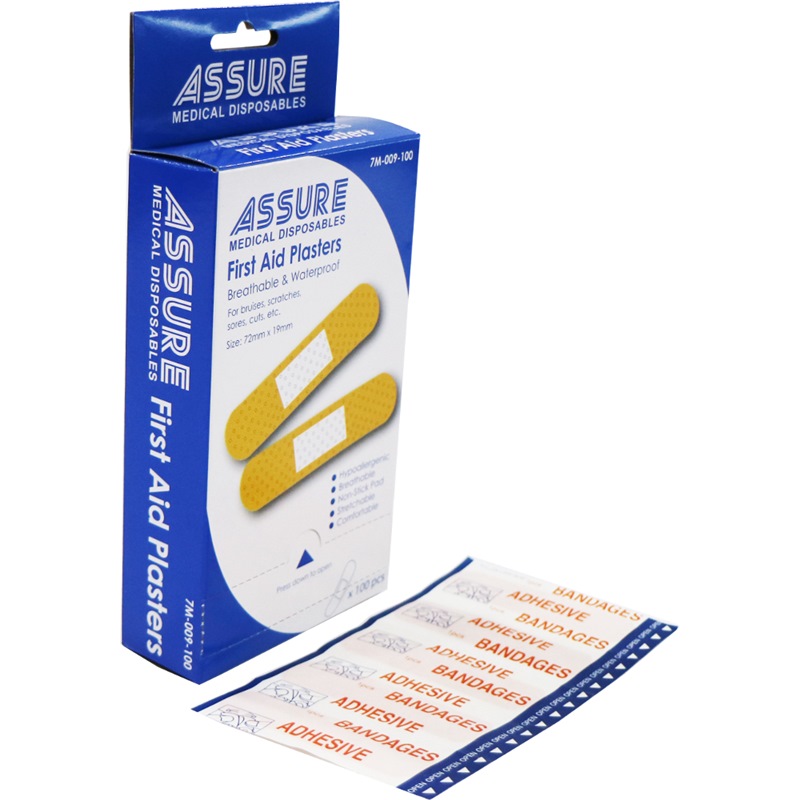 ASSURE FIRST AID PLASTER STRIPS 100PC/BOX, Medical Disposables