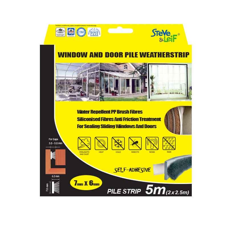 Sl Pile Weatherstrip 7x6mm 2x2 5m, Pile Weatherstripping Sliding Glass Door