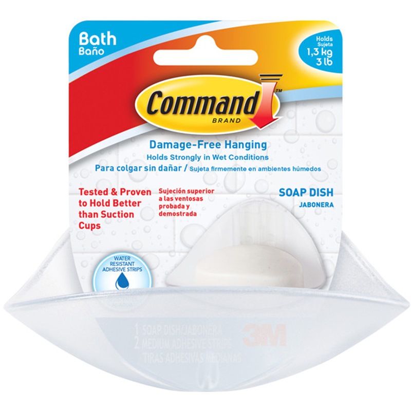 Command 5 Piece Bath Set, 1 Caddy, 1 Soap Dish, 1 Razor Holder, 2 Medium Hooks, Size: Various