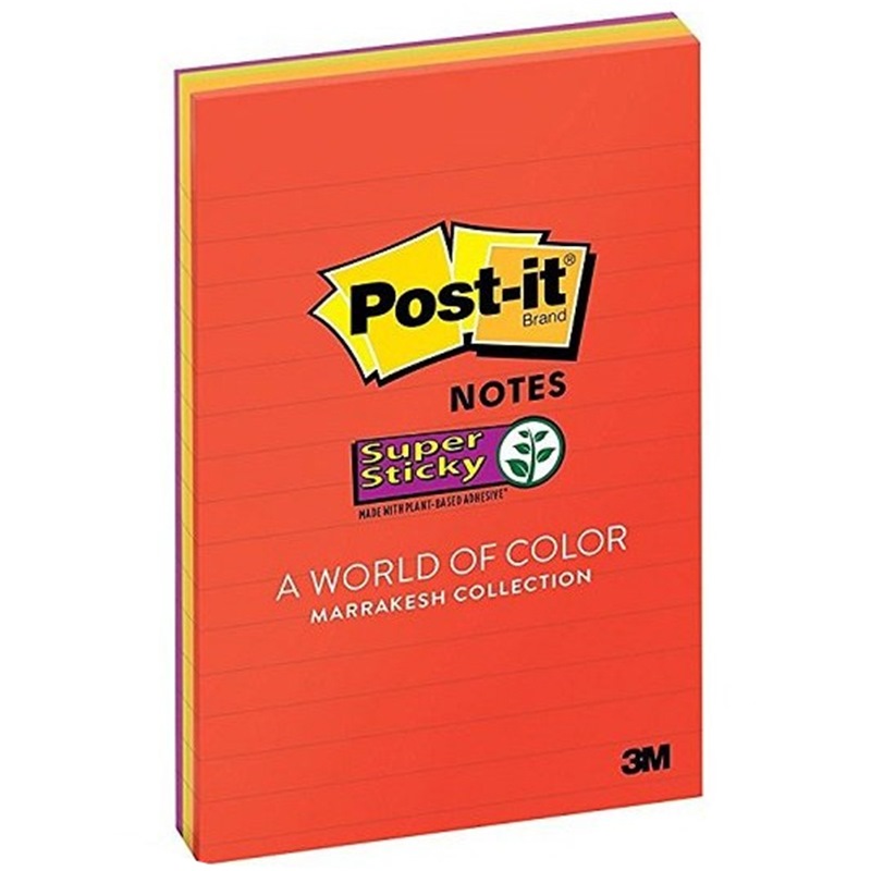 Post-it Notes Super Sticky Super Sticky Large Format Notes, 6 x 4, Electric  Glow, 8 45-Sheet pads/Pack