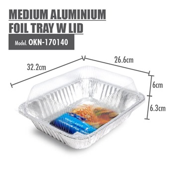 Aluminium Foil Tray w Lid (322x266x63)mm