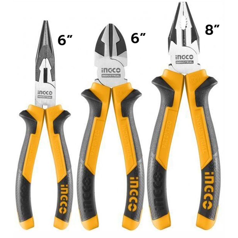 INGCO Pliers Tool Set, 3pcs Small Plier Set, 8 Inch Combination