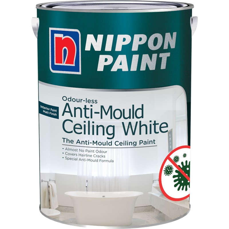 Nippon Paint Odourless Anti Mould, White Ceiling Paint 5l