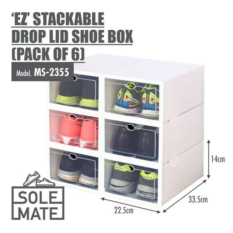Houze Solemate Ez Stackable Drop Lid, Clear Shoe Box Storage Containers Singapore