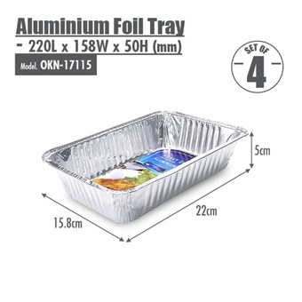 Aluminium Foil Tray (220x158x50)mm (Set of 4)