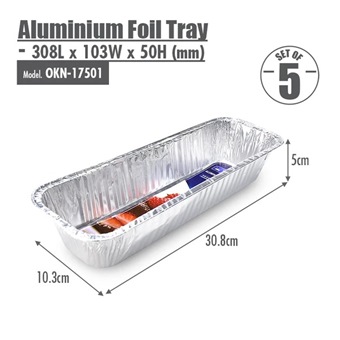 Aluminium Foil Tray (308x103x50)mm (Set of 5)