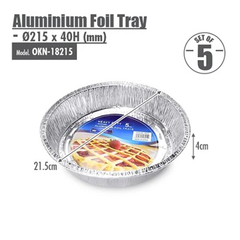 Round Aluminium Foil Tray (Ø215x40)mm (Set of 5)