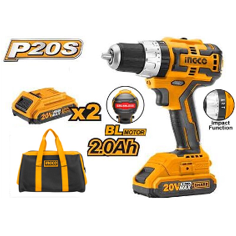 INGCO 20V LI-ION BRUSHLESS IMPACT DRILL 