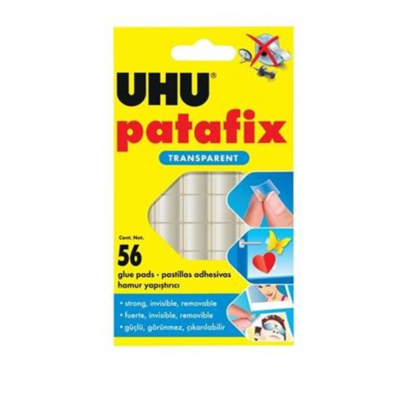 UHU PATAFIX TRANSPARENT,REMOVABLE & REUSABLE PADS,56PC UH37155, Home &  Office Supplies