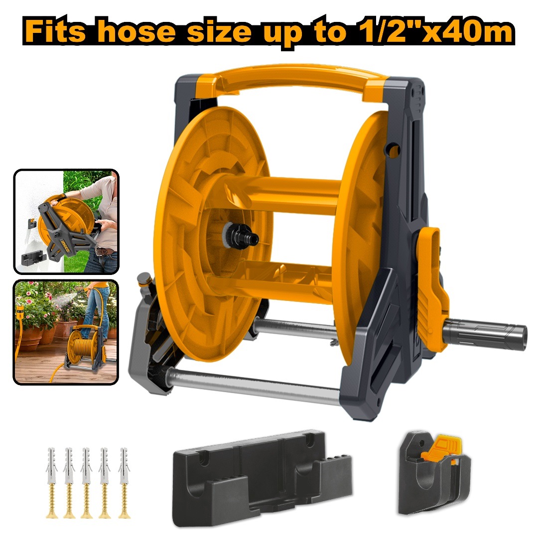 INGCO HOSE REEL STAND MAX 40M*1/2Ø, WITHOUT HOSE HHR40122, Garden Hoses,  Sprayers & Watering System