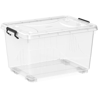 DURAMAX PLASTIC STORAGE BOX WITH WHEELS & LOCKABLE LID 82L (TRANS