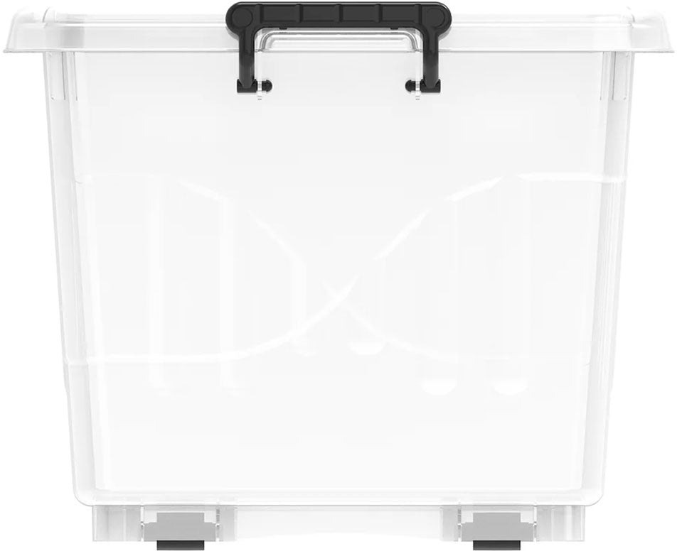DURAMAX PLASTIC STORAGE BOX WITH WHEELS & LOCKABLE LID 33L (TRANS