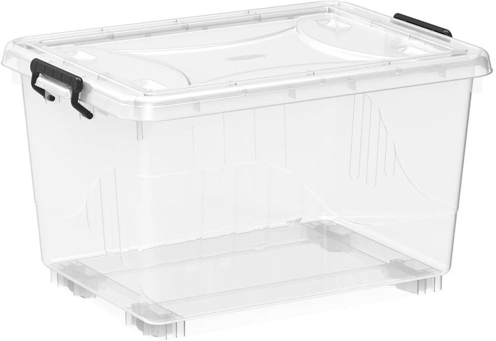 DURAMAX PLASTIC STORAGE BOX WITH WHEELS & LOCKABLE LID 33L (TRANS