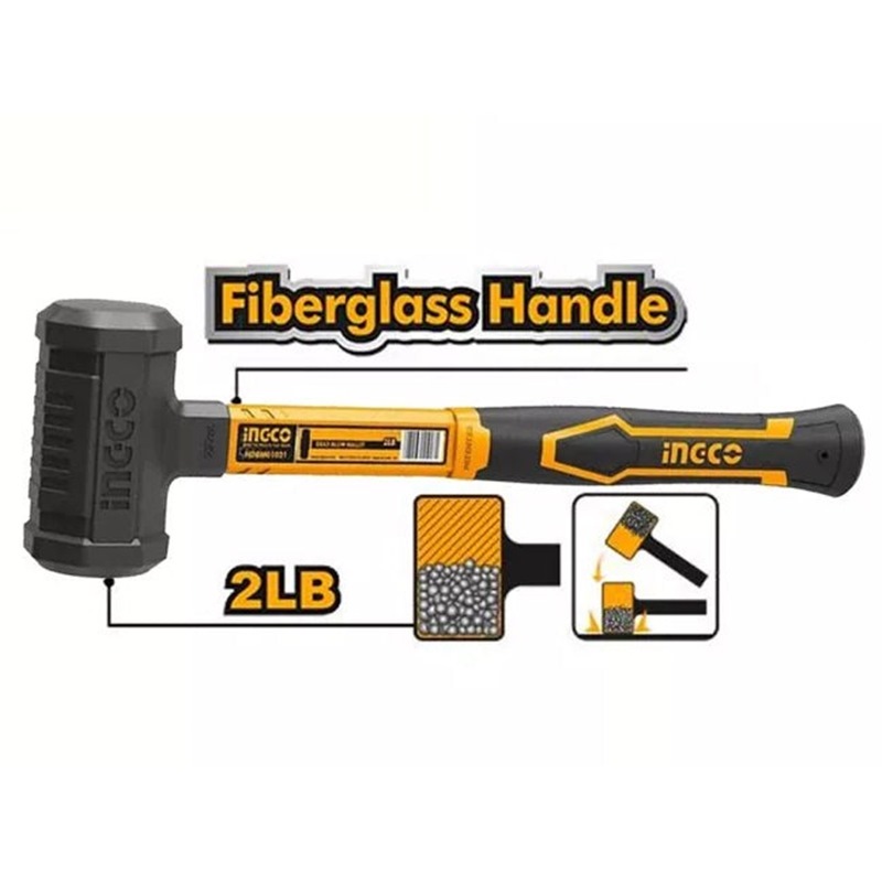 INGCO 2LB DEAD BLOW MALLET FIBREGLASS HANDLE HDBM01028 Hammers