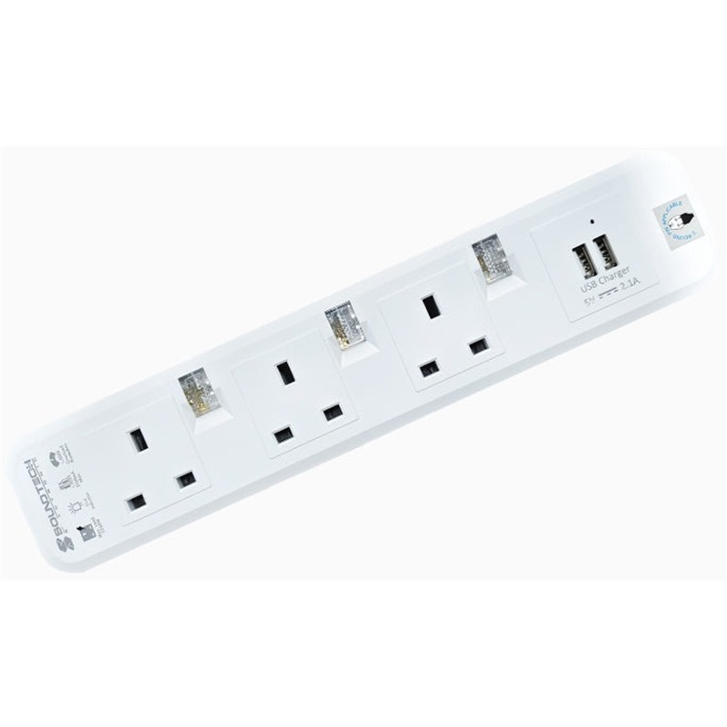 White 4-Way 2 Metre Extension Lead Individually Switched