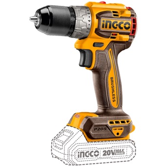 INGCO 20V COMPACT BRUSHLESS DRILL 60NM CDLI206021 (BARE UNIT)