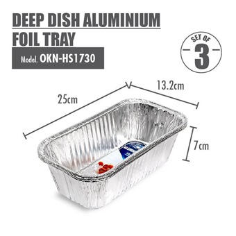Deep Dish Aluminium Foil Tray (250x132x70)mm (Set of 3)