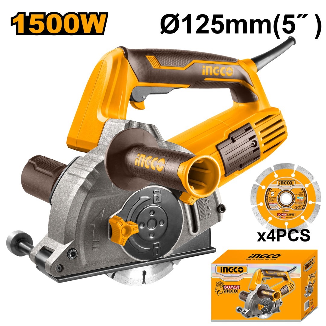 INGCO 125MM WALL CHASER 1500W WITH 4 FAST CUT BLADES