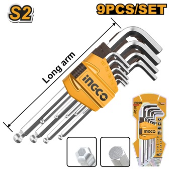INGCO 8PCS T-HANDLE HEX KEY SET(2-10MM) HHKT80818 | Hex Tools