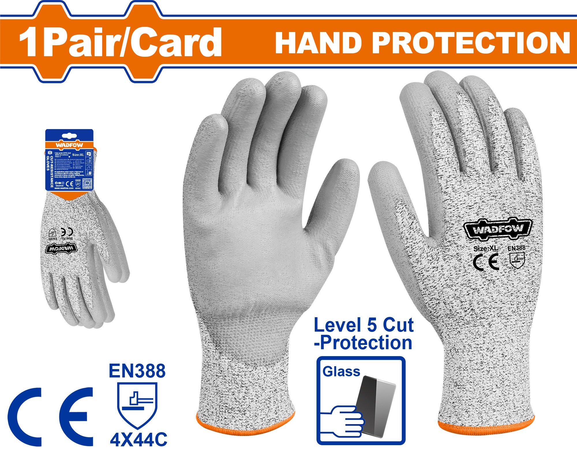 WADFOW CUT RESISTANT LEVEL 5 GLOVE XL 4X44C WGV1805 | Hand & Arm ...