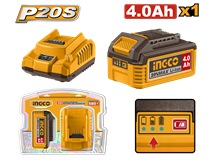 INGCO 20V 1X4.0AH BATTERY + 2A CHARGER SET FBCPK1012
