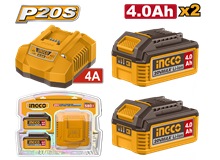 INGCO 20V 2X4.0AH BATTERY + 4A CHARGER SET FBCPK2013