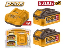 INGCO 20V 2X5.0AH BATTERY + 4A CHARGER SET FBCPK2513