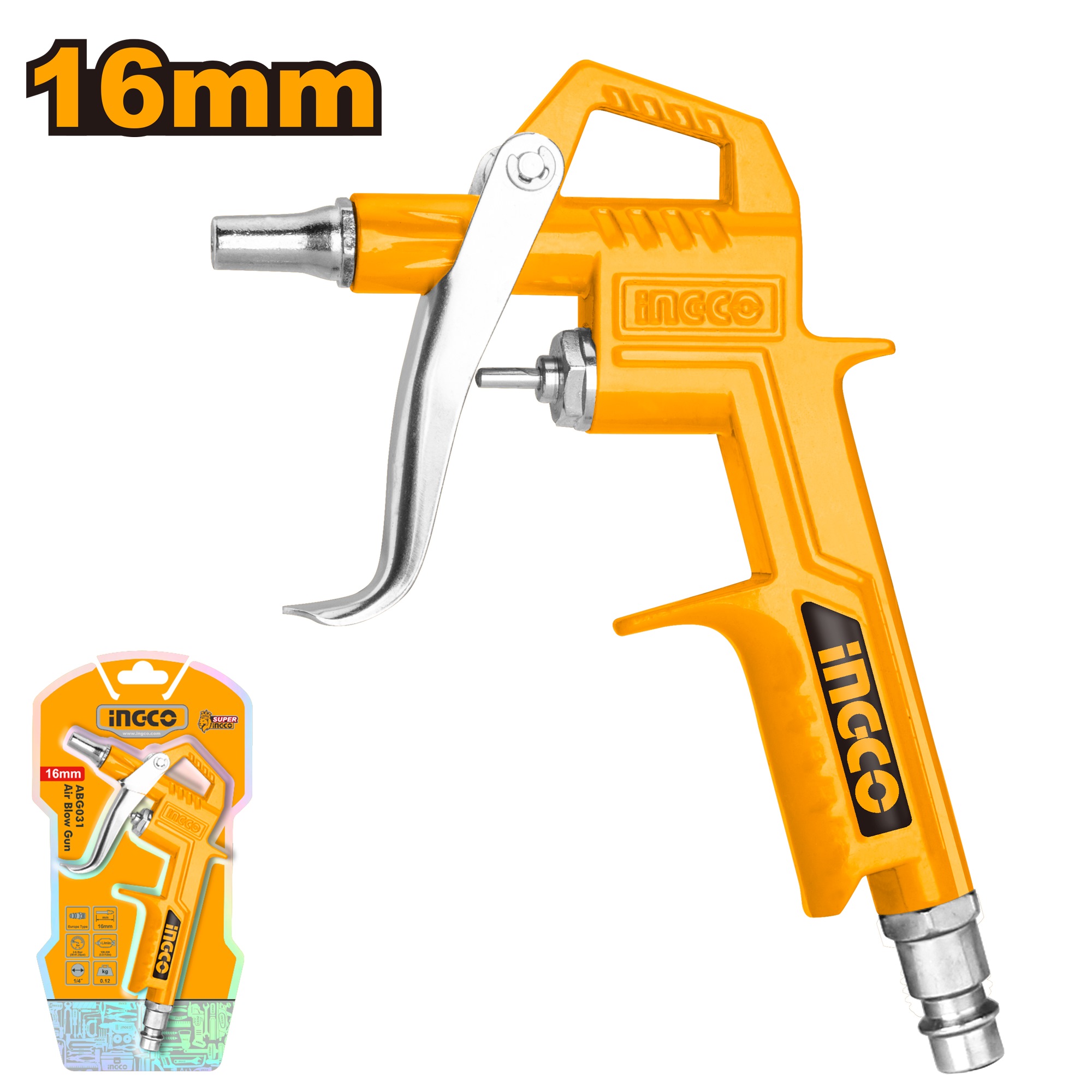 INGCO AIR BLOW GUN 16MM SHORT NOZZLE ABG031-3 | Air Accessories