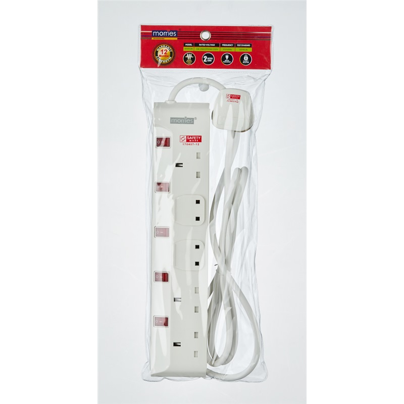 MORRIES 2M EXTENSION CORD 5W W/BUILT IN VARISTOR - MS3255 (2M