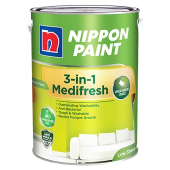 NIPPON PAINT 3-IN-1 MEDIFRESH (ANTI-BACTERIAL PAINT) 5L | Interior