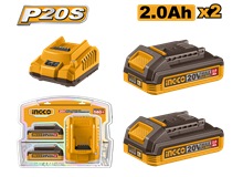 INGCO 20V 2X2.0AH BATTERY + 2A CHARGER SET FBCPK2212