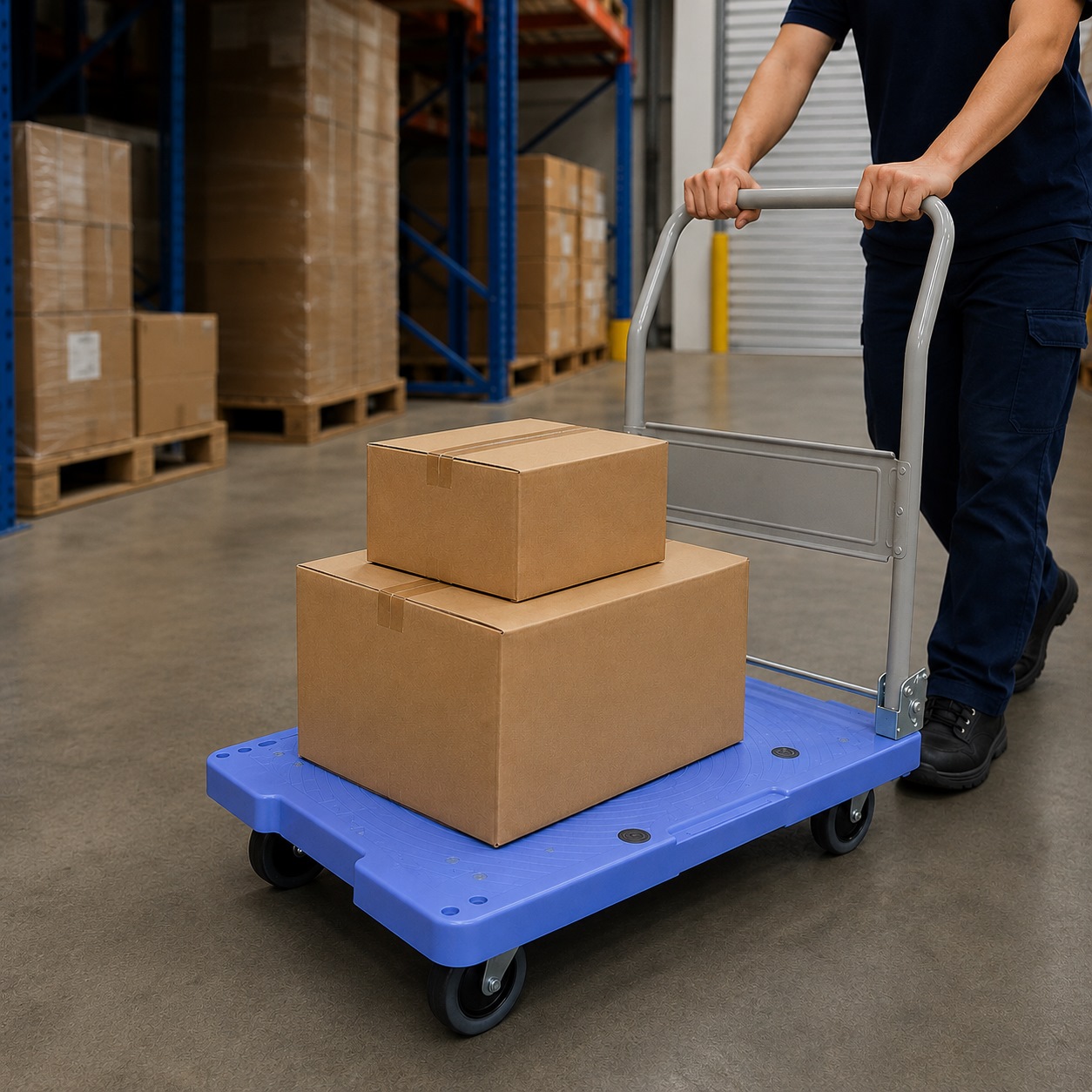 NANSIN SILENTMASTER PLASTIC PLATFORM TROLLEY 150KG 715X460MM